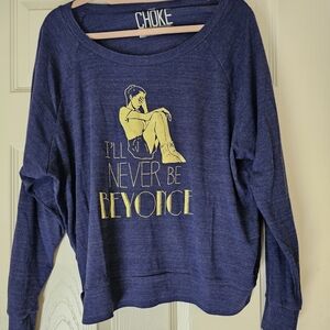 Women's Blue Sweater with Graphic Print